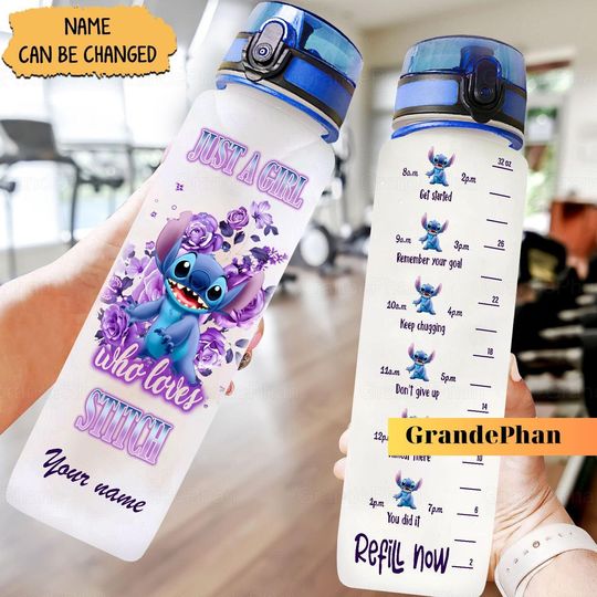 Stitch Water Tracker Bottle, Ohana Means Family Water Bottle, Stitch Drink Bottle, Disney Stitch Water Bottle, Custom Stitch Bottle