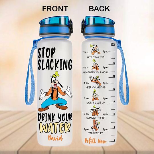 Custom Goofy Water Tracker Bottle, A Goofy Movie Water 32oz Bottle, Max Goof And Roxanne Drink Bottle, Disney Characters Gifts