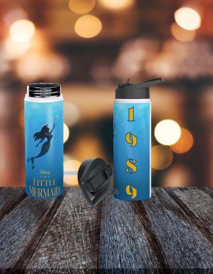 the little mermaid Stainless Steel Water Bottles Standard Lid