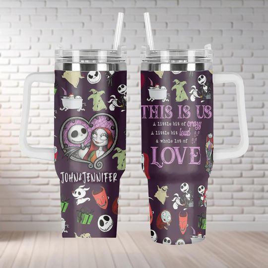 Custom Jack And Sally Tumbler 40 Oz, Nightmare Before Christmas Tumbler, Disney Couple Tumbler, Coffee Cup, Travel Tumbler, Couple Gift