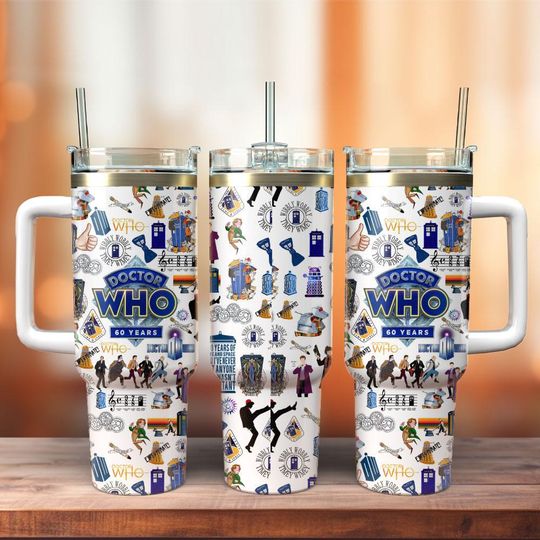 Doctor Who Tumbler 40Oz, Tardis Tumbler Cup, Dr Who Series Coffee Tumbler, Tv Show Insulated Tumbler, Movie Lovers Gifts For Her Him