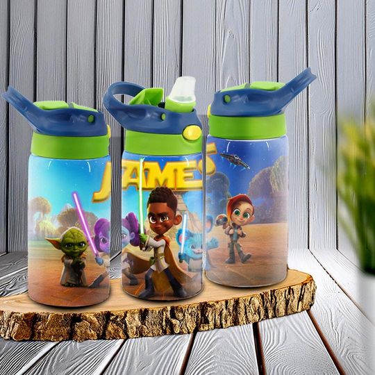 Star Wars Young Yedi Stainless Steel Kids Water Bottle - Customizable - Ideal for School and On-the-Go