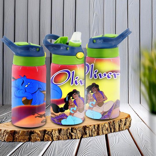 Princess Jasmine - Aladdin Stainless Steel Kids Water Bottle - Customizable - Ideal for School and On-the-Go