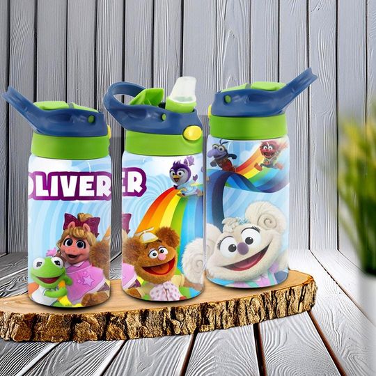 The Muppet Show Stainless Steel Kids Water Bottle - Customizable - Ideal for School and On-the-Go