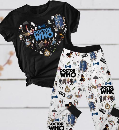 Doctor Who Pajamas Set, Tadis Doctor Who Shirt, TV Movie Pajamas, Police Box Dr Who Tee, Doctor Who Fans Gift, Matching Pajamas Set