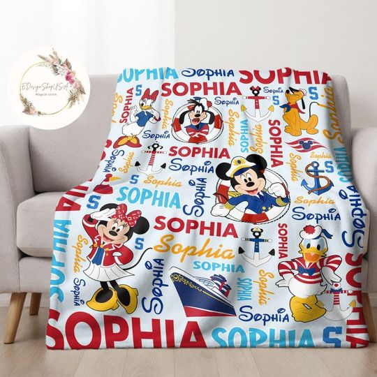 Personalized Mickey and Friends Disney Cruise Blanket, Disney Cruie Line Trip, Disney Family Cruise Vacation 2025, Disney Wish Dream Magic
