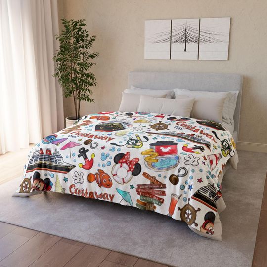 Disney Cruise Line Inspired Fleece blanket, Fleece Bed Cover, Cozy Bedspread, Children's Bedroom Decor, Warm, baby gift