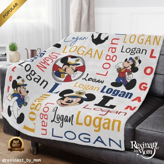 Disney Cruise Blanket, Personalized Kids Name Blanket, Sherpa Blanket, Customizable Blanket, Custom Name Mickey Blanket
