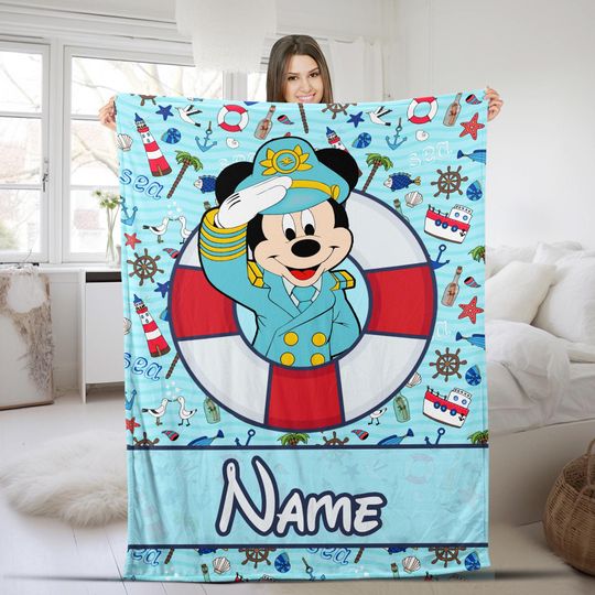Personalized Disney Cruise Line Blanket, Custom Name Mickey and Friends Cruise Trip, Disney Family Cruise Vacation, Disney Wish