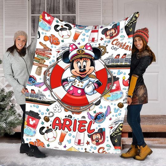 Personalized Name Minnie Mouse Disney Cruise Blanket, Disney Minnie Blanket, Minnie Mouse Blanket, Baby Shower Gift, Cute Minnie Blanket