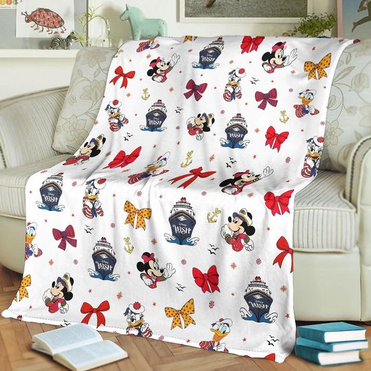 Disney Cruise Blanket, Coquette Bows Mickey & Friends Blanket, Disney Wish Blanket, Disney Cruise Squad Blanket, Family Cruise Gift
