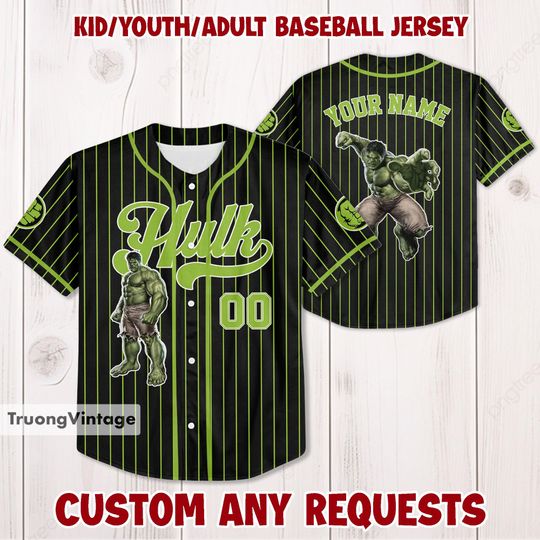 Discover Personalized Hulk Baseball Jersey, Hulk Superhero Kids Jersey, Personalized Hulk Baseball Jersey, Superhero Matching Group Shirt