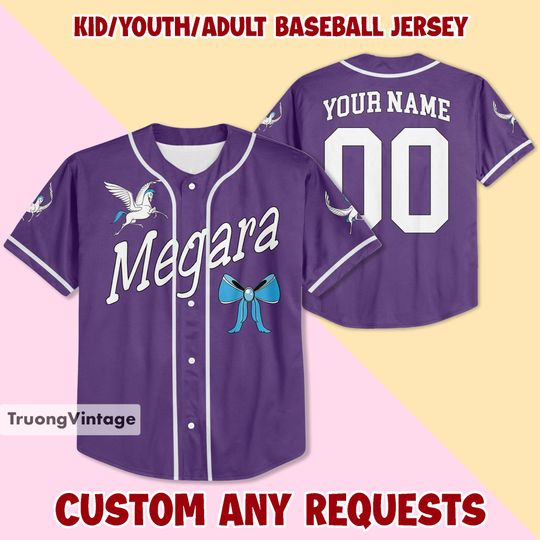 Personalized  Disney Hercules Baseball Jersey, Disney Megara Jersey, Disneyworld Disneyland Family Trip Matching