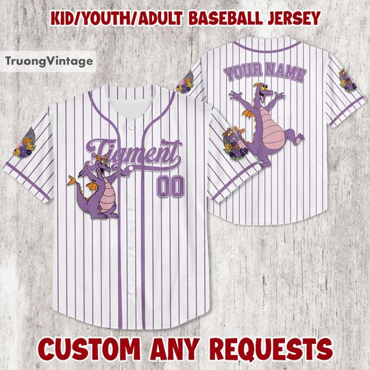 Custom Figment Little Spark Baseball Jersey, Custom Family Disneyland Trip Outfit, Figment Baseball Jersey Sport Gift For Fans