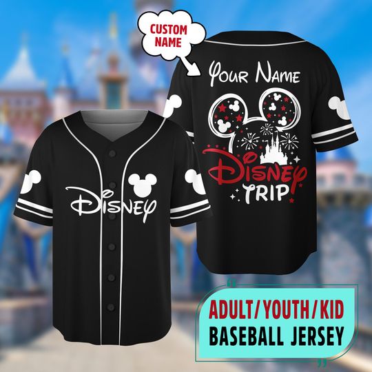 Custom Disney Trip 2025 Baseball Jersey, Disney Mickey Mouse Family Vacation Jersey Team, Disneyland Family Trip Shirt, Disneyworld Jersey