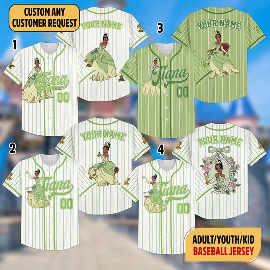 Custom Disney Princess Tiana Baseball Jersey, Tiana Baseball Jersey Team, Disney Princess Baseball Jersey, Disneyland Magic Kingdom Gift