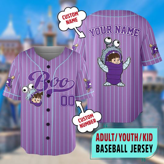 Custom Disney Monster Inc Boo Purple Simple Baseball, Personalized  Monsters University Jersey Team, Birthday Gift for Monster Inc Fans
