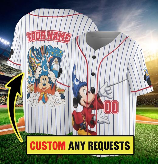 Fantasia Movie Baseball Jersey, Fantasia Sorcerer Mickey Jersey, Fantasmic Jersey, Trip Jersey, Movie Fans