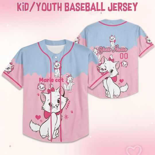 Custom Cute Disney Marie The Aristocat Baseball Jersey, The Aristocats Baseball Team, Aristocats Jersey, Marie Baseball Shirt, Cat Lover