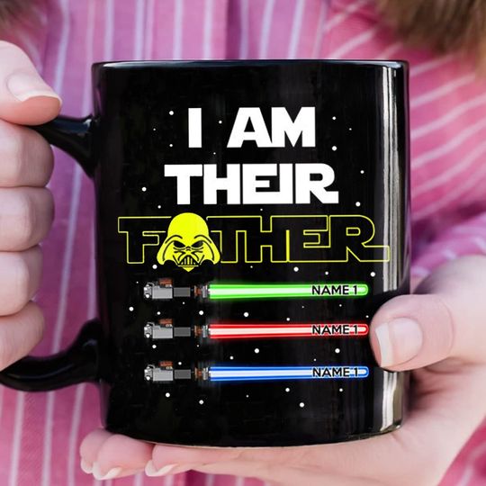 Personalized I Am Their Father Mug With Kid Name Mug, Funny Galaxy Dad Cup, Father's Day Gift, Daddy Birthday Mug, Dad And Kid Custom Mug