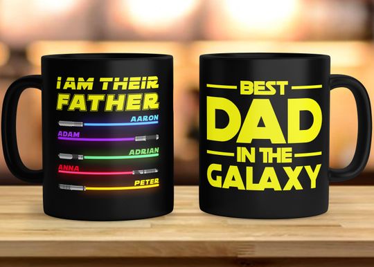 Funny I Am Their Father Personalized Dad Mug, Fathers Day Gift For Dad, Father Shirt, Kid Custom Shirt With Lightsabers, Daddy Gift Tee