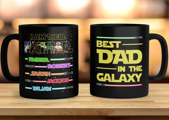Personalized Dad Mug, I Am their Father Custom Kid Names Lightsaber Mug, Father's Day Gift, Dadalorian Coffee Cup, Best Dad Mug