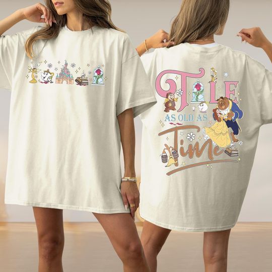 Two-sided Retro Belle Princess Tale As Old As Time Shirt, Beauty And The Beast Shirt, Family Trip Shirt, Gifts For Disney Fans, Disney Trip