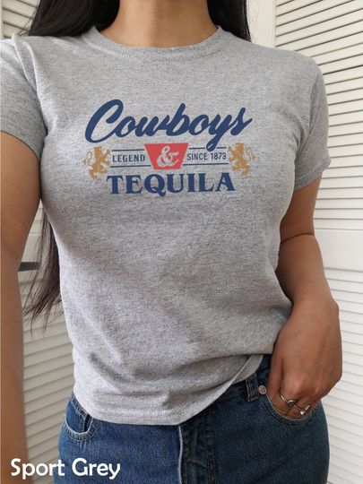 Y2k baby tee, Cowboy Tequila Baby Tee