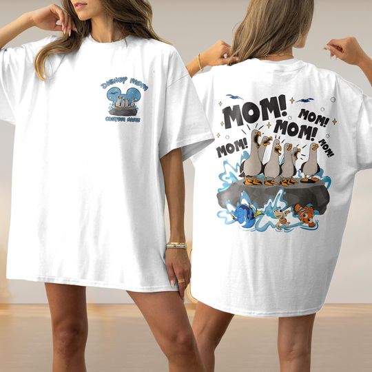 Personalized Finding Nemo Seagull Mom Dad Two-sided Shirt, Custom Name Mom Mom Mom Tee, Mother's Day Shirt, Father's Day Shirt