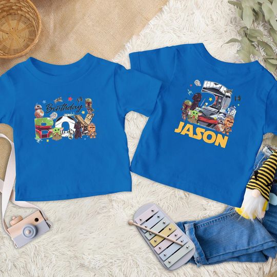 Personalized Age Star Wars Movie Birthday Matching Shirt, Star Wars Darth Vader Boba Fett Birthday Boy Kid Tee, Birthday Gift For Family