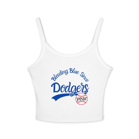 Dodgers Bleeding Blue Since, Casual Women's Spaghetti Strap Tank Top, Summer Fashion, Birthday Gift, Sportswear