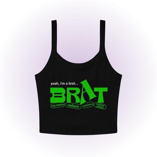 Radiant Brat Micro Rib Spaghetti Strap Tank, Y2K Baby Tee, Unhinged TShirt, 90s Shirt, Festival Outfit, Rave Outfit, College Girl Gifts