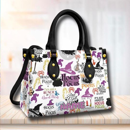 Personalize Hocus Pocus Witch Hat Leather Bag, Movie Bag, Hocus Pocus Halloween Leather Crossbody Bag, Witch Leather Handbag,  Shoulder Bag