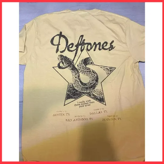 SALE Reprinted Deftone Texas Exclusive Double Sided Sand T Shirt 2025 Tour