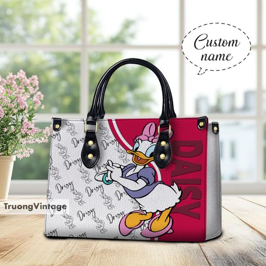 Custom Daisy Duck Leather Handbag, Daisy Duck Lover's Handbag, Daisy  Leather Handbag, Custom Leather Bag