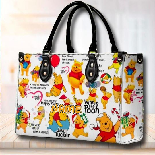 Personalize Winnie The Pooh Leather Bag, Pooh Bear Bag, Disney Leather Crossbody Bag, Pooh Leather Handbag, Disneyland Bag