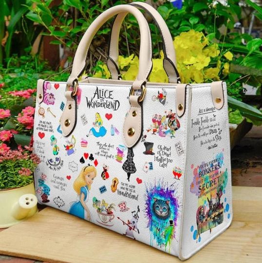 Alice In Wonderland women leather hand bag, Alice In Wonderland Women Handbag, Alice Woman Handbag