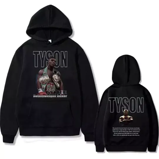 King Mike Tyson Print Hoodie Men Women Vintage Casual Double-sided Print Hooded