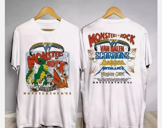 Vintage Monsters of Rock Tour 1988 T-Shirt Tour Halen Van Gift Fans Unisex shirt