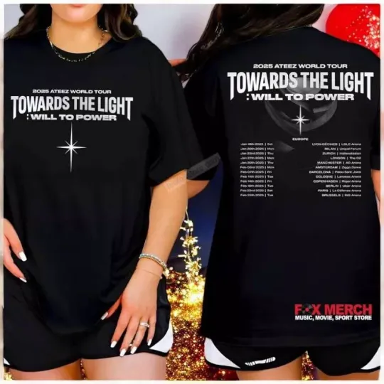 Ateez World Tour 2025 Towards The Light Will to Powe Gift For Fans Size S to 5XL