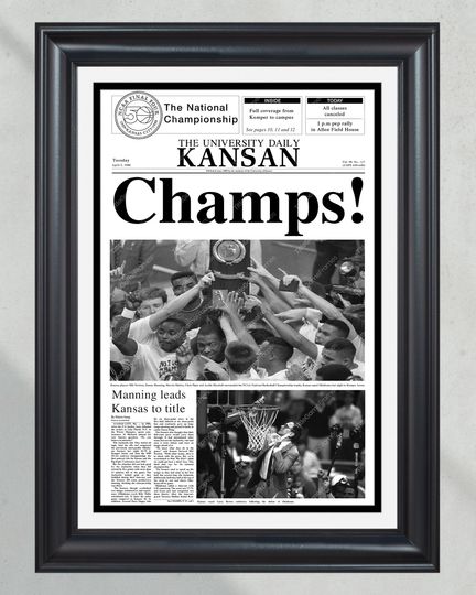 1988 Kansas Jayhawks NCAA College Basketball National Champions UNFRAMED Poster