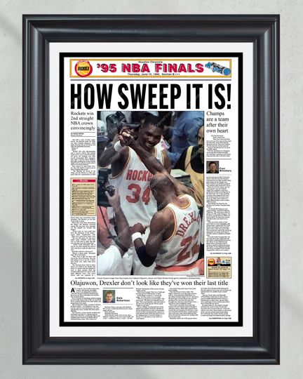 1995 Houston Rockets 'How Sweep Is It' NBA Champions UNFRAMED Poster