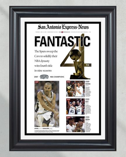 2007 San Antonio Spurs 'Fantasatic 4' NBA Champions UNFRAMED Poster