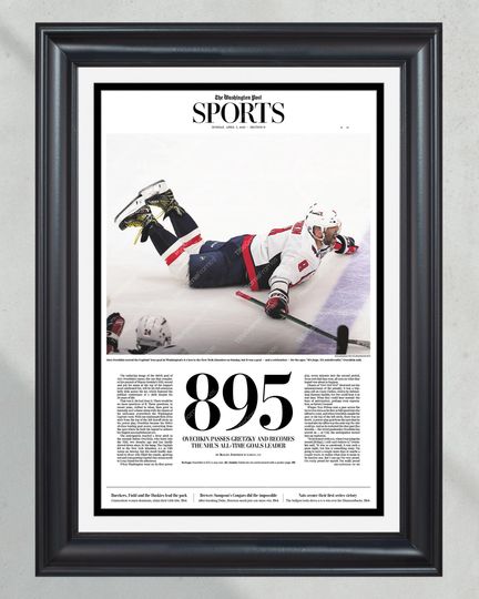 2025 Alex Ovechkin Breaks NHL Goal Record: '895 Goals' Commemorative UNFRAMED Poster