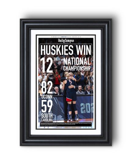 2025 Connecticut Basketball 12th National Championship School Newspaper UNFRAMED Poster