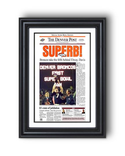 1998 Denver Broncos "SUPERB!" Super Bowl Champions UNFRAMED Poster