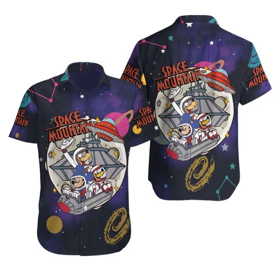 Disney Space Mountain Hawaiian Shirt, Disney Mickey and Friends Astronauts