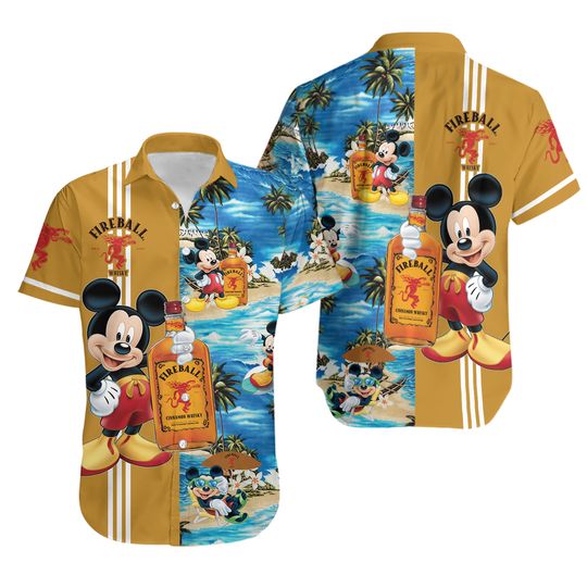 Mickey Fireball Whisky Hawaiian Shirt, Disney Mickey Fireball Beach Summer Shirt