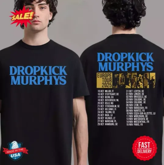 Dropkick Murphys Europe Tour 2025 Autumn Tour Dates Two Sides T-Shirt