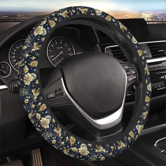 Car Steering Wheel Cover Toile De Jouy Pattern With Mythical Motif, Cute Car Accessories, Cute Car Decor